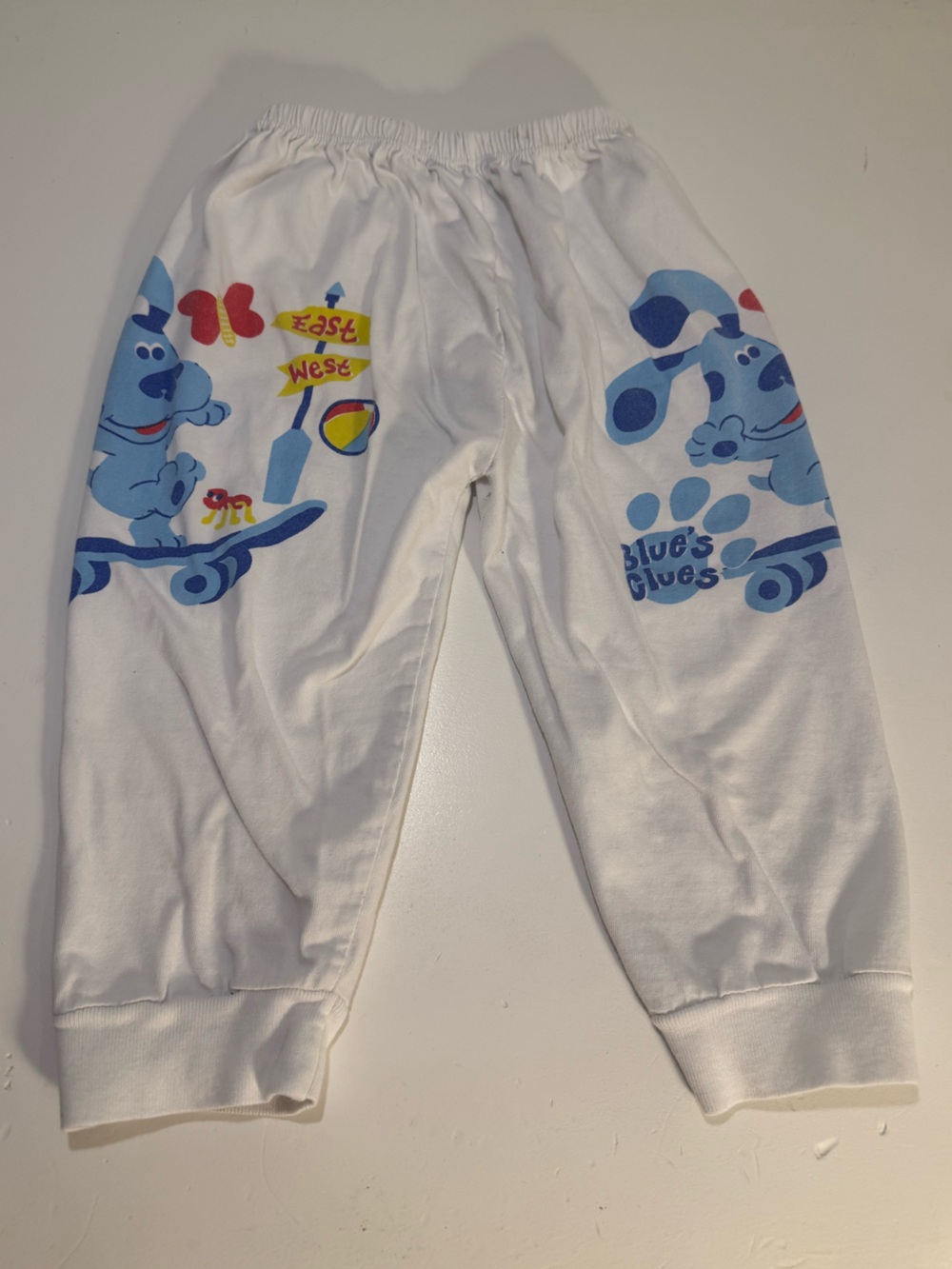 Blue’s Clues White Jogger Pants 18-24M Character Lounge Retro Style
